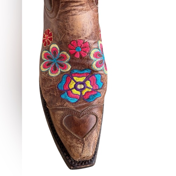 Old Gringo Embroidered love floral leather Brown western Cowboy Boots 8.5 - Picture 5 of 10